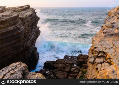 ocean coastline in Peniche, Portugal