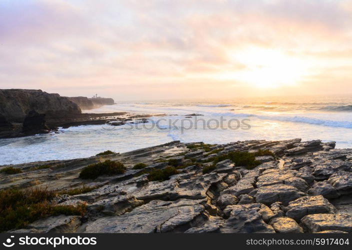 ocean coastline in Peniche, Portugal