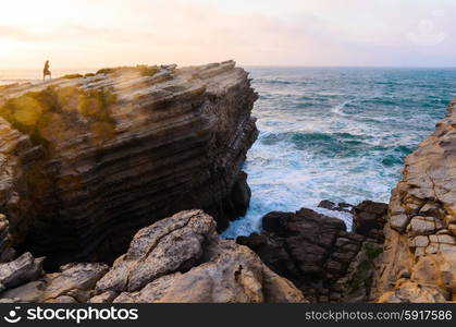 ocean coastline in Peniche, Portugal