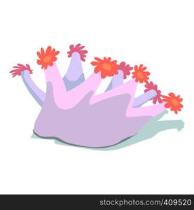 Ocean coral with flowers cartoon illustration isolated on a white . Ocean coral cartoon illustration