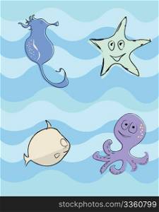 Ocean life, vector illustration