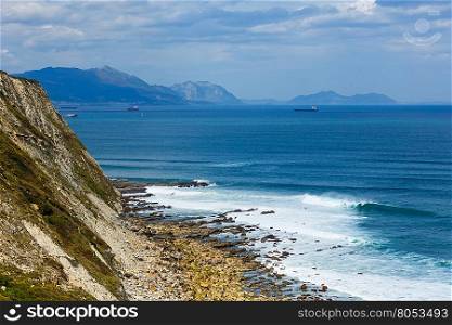 Ocean scenic from Azkorri beach (or Gorrondatxe) in Getxo town, Biscay, Basque Country (Spain).