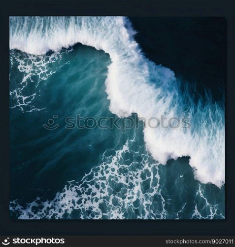 Ocean sea water top view with white wave splashing. Generative AI. High quality illustration. Ocean sea water top view with white wave splashing. Generative AI