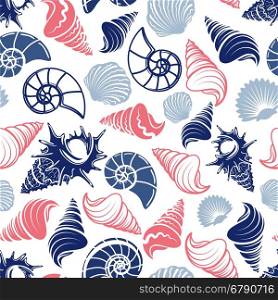 Ocean seamless pattern with sea shells. Colorful ocean seamless pattern with sea shells vector illustration