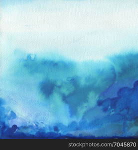 Ocean watercolor hand painting illustration.. Ocean landscape. Beautiful watercolor hand painting illustration.