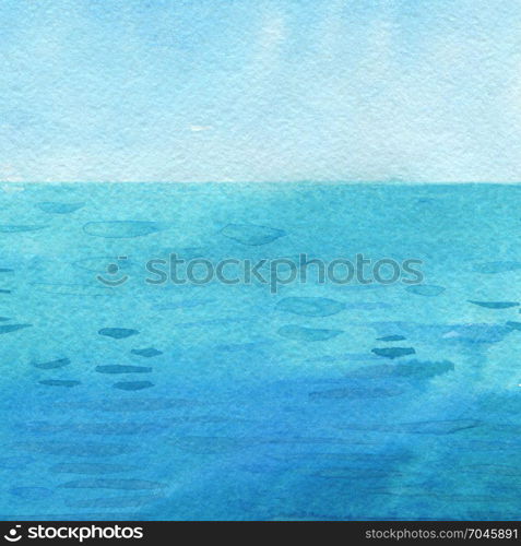 Ocean watercolor hand painting illustration.. Ocean landscape. Beautiful watercolor hand painting illustration.