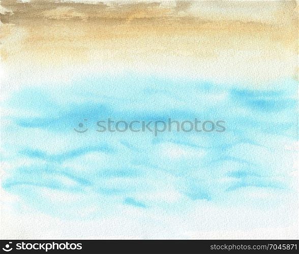 Ocean watercolor hand painting illustration.. Ocean landscape, Sea side, Beach. Beautiful watercolor hand painting illustration.