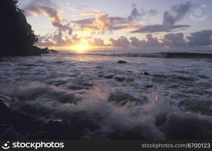 Ocean Waves at Sunset