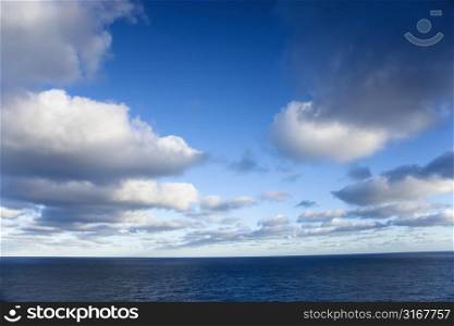 Ocean with cumulus clouds in Australia.