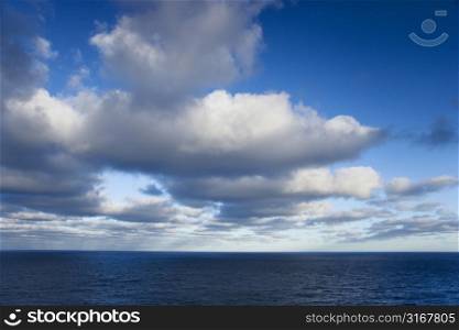 Ocean with cumulus clouds in Australia.