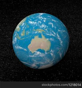 Oceania on earth and universe background with stars - 3D render