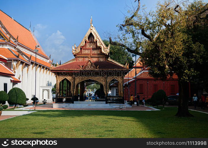 OCT 24, 2019 Bangkok, Thailand - Bangkok National Museum near Sanam Luang and Grand Palace with old Golden Thai Pavillion of front palace.