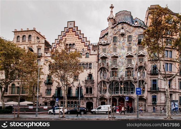 OCT 26, 2012 Barcelona, Spain - Casa batllo extraordinary mansion architecture was design by Antoni Gaudi. Spanish architect