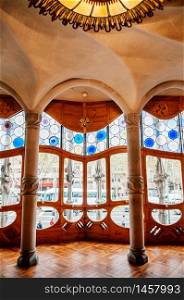 OCT 26, 2012 Barcelona, Spain - Casa batllo with extraordinary mansion interior was design by Antoni Gaudi, the most famous Spanish architect.