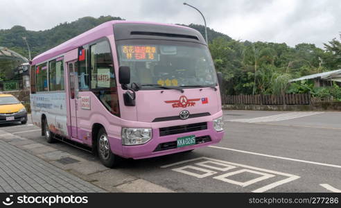 October 19, 2018: bus station at front yehliu park: Taipei, Taiwan