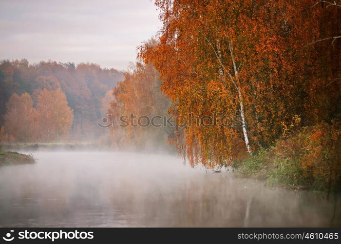 October morning on the river in Belarus