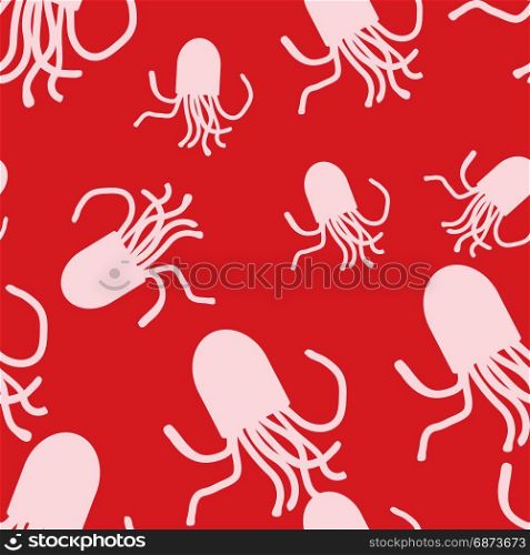 Octopus pattern. Red and pink. Octopus seamless pattern. For fabric or cosmetic, background or packaging design. Red and pink