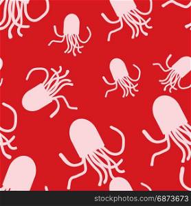 Octopus pattern. Red and pink. Octopus seamless pattern. For fabric or cosmetic, background or packaging design. Red and pink