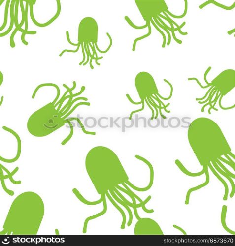 Octopus pattern. White and green. Octopus seamless pattern. For fabric or cosmetic, background or packaging design. White and green.
