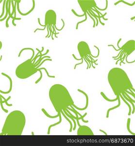 Octopus pattern. White and green. Octopus seamless pattern. For fabric or cosmetic, background or packaging design. White and green.