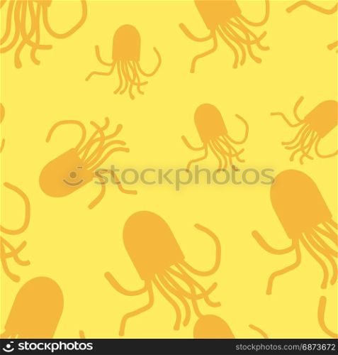 Octopus pattern. Yellow and gold. Octopus seamless pattern. For fabric or cosmetic, background or packaging design. Yellow and gold