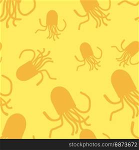 Octopus pattern. Yellow and gold. Octopus seamless pattern. For fabric or cosmetic, background or packaging design. Yellow and gold