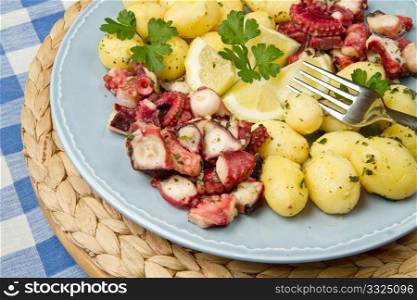 octopus salad with potatoes and parsley