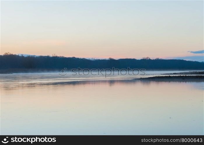 Oder River (between Germany and Poland) seen at dawn