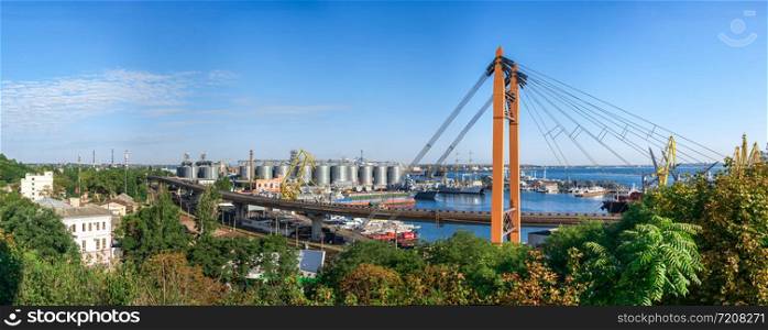 Odessa, Ukraine - 09.059.2019. Panoramic view of Practical harbor in Odessa seaport at a sunny summer morning. Practical harbor in Odessa seaport, Ukraine