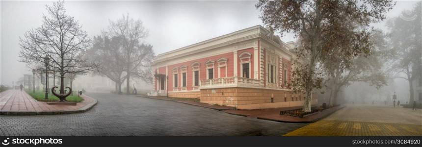 Odessa, Ukraine 11.28.2019. Maritime Museum on Primorsky Boulevard in Odessa, Ukraine, on a foggy autumn day. Maritime Museum in Odessa, Ukraine