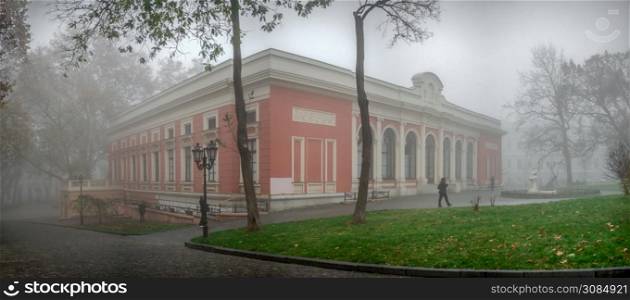 Odessa, Ukraine 11.28.2019. Maritime Museum on Primorsky Boulevard in Odessa, Ukraine, on a foggy autumn day. Maritime Museum in Odessa, Ukraine