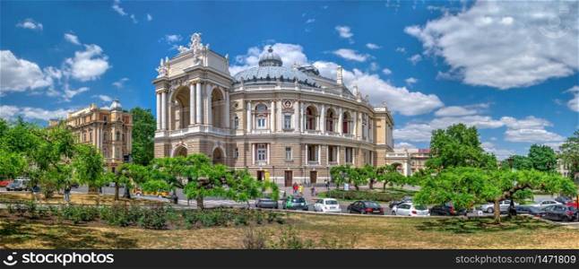Odessa, Ukraine 22.05.2020. Odessa Opera and Ballet House in Ukraine on a sunny spring day. Odessa Opera and Ballet House in Ukraine