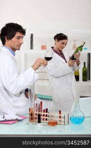 oenologists working in a lab