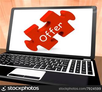 . Offer Laptop Showing Offers Discounts And Reduction