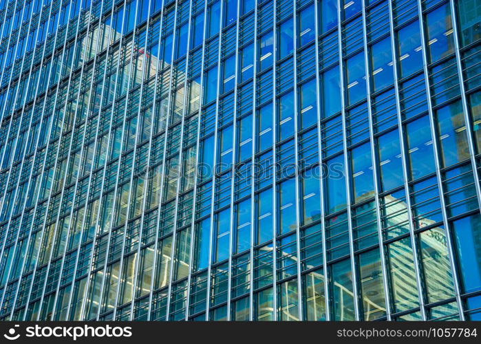 Office building and reflection in London, England, background