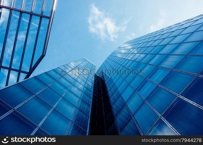 office building. glass silhouettes of skyscrapers