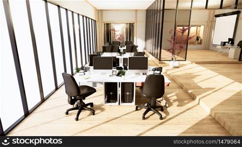 Office business - beautiful japanroom meeting room and conference table, modern style. 3D rendering