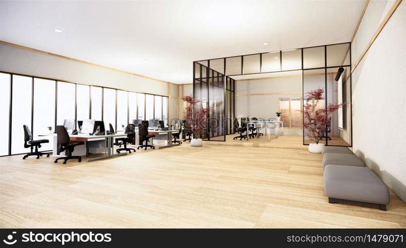 Office business - beautiful japanroom meeting room and conference table, modern style. 3D rendering