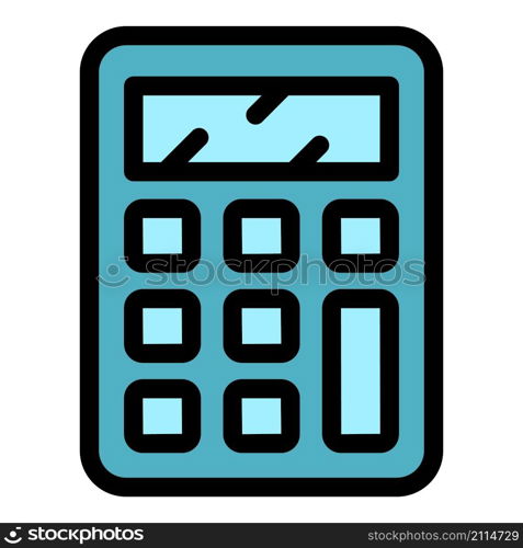 Office calculator icon. Outline office calculator vector icon color flat isolated. Office calculator icon color outline vector