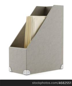 office cardboard box isolated on white background. 3d illustration