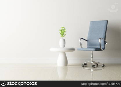 Office chair and white wall interior decorated