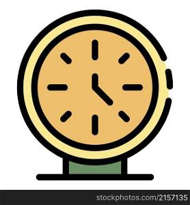 Office clock icon. Outline office clock vector icon color flat isolated. Office clock icon color outline vector