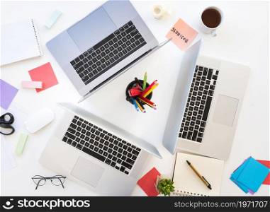 office desktop laptops. High resolution photo. office desktop laptops. High quality photo