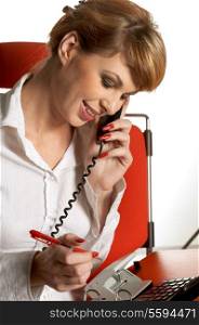office lady making a phone call