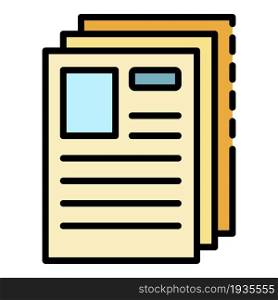 Office papers icon. Outline office papers vector icon color flat isolated. Office papers icon color outline vector
