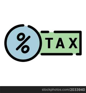 Office percent tax icon. Outline office percent tax vector icon color flat isolated. Office percent tax icon color outline vector