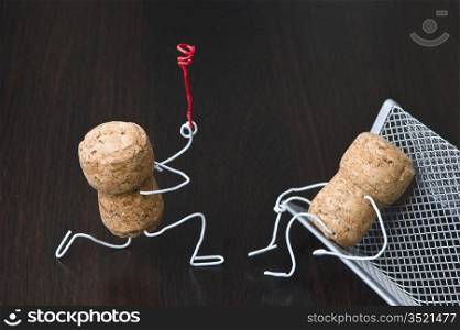 office romance,two wine corks, dating