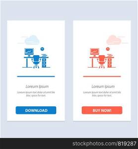 Office, Space, Chair, Office Table, Room Blue and Red Download and Buy Now web Widget Card Template