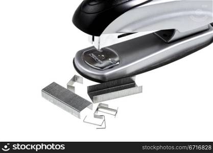 office stapler and staples close-up