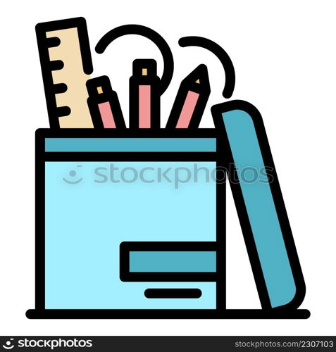 Office stuff icon. Outline office stuff vector icon color flat isolated. Office stuff icon color outline vector